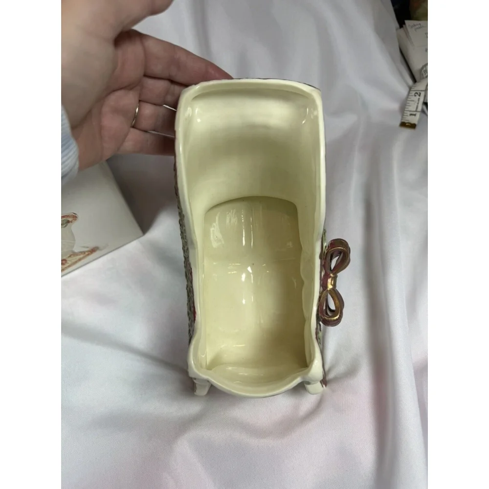 Holiday Style Porcelain Ribbon Collection Sleigh With Poinsettia EUC - Picture 5 of 11